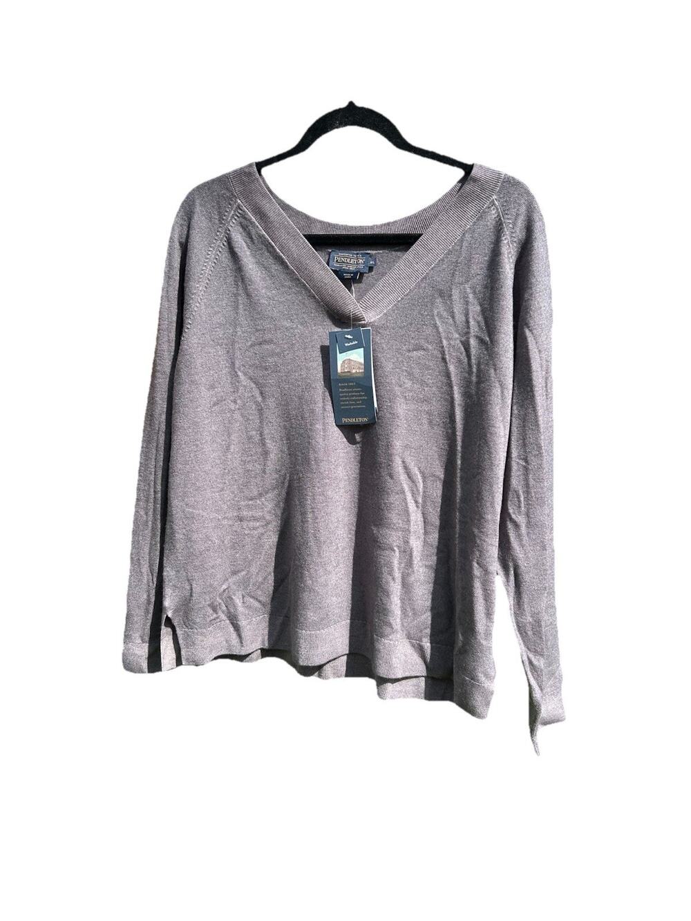 Pendleton Gray Sweater XL Women’s 100% Merino Wool Long Sleeves NWT Org $139